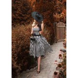 Lydia Circle Dress in Black and White Stripes
