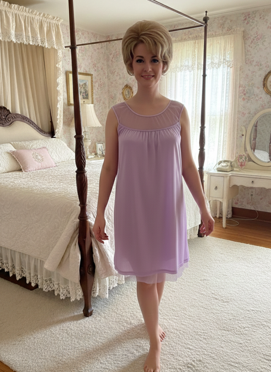 Pillow Talk Nightgown set in Lavender - SAMPLE