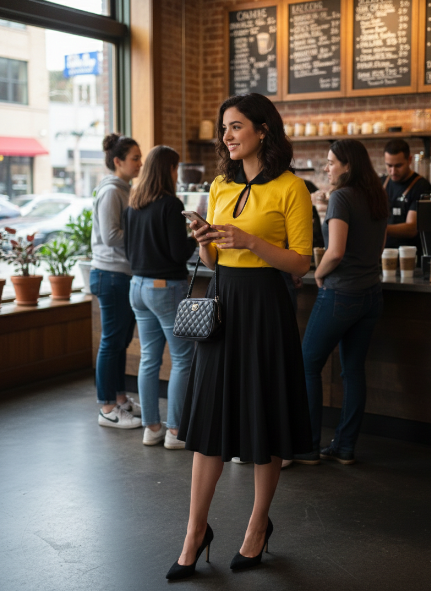 Keynote Blouse in Black and Yellow - SAMPLE